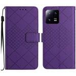 For Xiaomi 13 Rhombic Grid Texture Leather Phone Case(Purple)