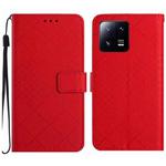 For Xiaomi 13 Rhombic Grid Texture Leather Phone Case(Red)