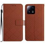 For Xiaomi 13 Rhombic Grid Texture Leather Phone Case(Brown)