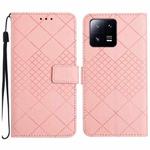 For Xiaomi 13 Rhombic Grid Texture Leather Phone Case(Pink)