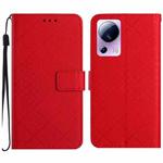 For Xiaomi 13 Lite Rhombic Grid Texture Leather Phone Case(Red)