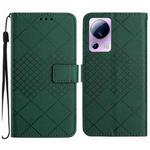 For Xiaomi 13 Lite Rhombic Grid Texture Leather Phone Case(Green)