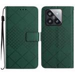 For Xiaomi 14 Pro Rhombic Grid Texture Leather Phone Case(Green)