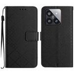 For Xiaomi 14 Pro Rhombic Grid Texture Leather Phone Case(Black)