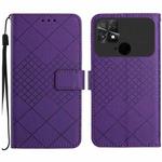 For Xiaomi Poco C40 Rhombic Grid Texture Leather Phone Case(Purple)