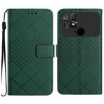For Xiaomi Poco C40 Rhombic Grid Texture Leather Phone Case(Green)