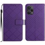 For Xiaomi Poco F5 Rhombic Grid Texture Leather Phone Case(Purple)