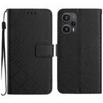 For Xiaomi Poco F5 Rhombic Grid Texture Leather Phone Case(Black)