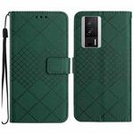 For Xiaomi Poco F5 Pro Rhombic Grid Texture Leather Phone Case(Green)