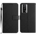 For Xiaomi Poco F5 Pro Rhombic Grid Texture Leather Phone Case(Black)