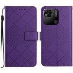 For Xiaomi Redmi 10A / 9C Rhombic Grid Texture Leather Phone Case(Purple)