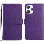 For Xiaomi Redmi 12 4G / 5G / Poco M6 Pro 5G Rhombic Grid Texture Leather Phone Case(Purple)