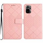 For Xiaomi Redmi Note 10 4G / Note 10S Rhombic Grid Texture Leather Phone Case(Pink)