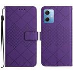 For Xiaomi Redmi Note 12 India / Poco X5 5G Rhombic Grid Texture Leather Phone Case(Purple)