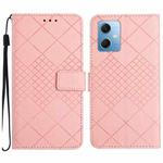 For Xiaomi Redmi Note 12 India / Poco X5 5G Rhombic Grid Texture Leather Phone Case(Pink)