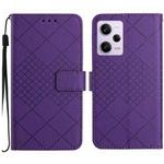 For Xiaomi Redmi Note 12 Pro India Rhombic Grid Texture Leather Phone Case(Purple)