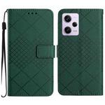 For Xiaomi Redmi Note 12 Pro India Rhombic Grid Texture Leather Phone Case(Green)