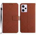 For Xiaomi Redmi Note 12 Pro India Rhombic Grid Texture Leather Phone Case(Brown)