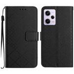 For Xiaomi Redmi Note 12 Pro India Rhombic Grid Texture Leather Phone Case(Black)