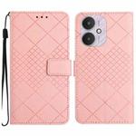 For Xiaomi Redmi 13C 5G Rhombic Grid Texture Leather Phone Case(Pink)