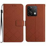 For Xiaomi Redmi Note 13 4G Global Rhombic Grid Texture Leather Phone Case(Brown)