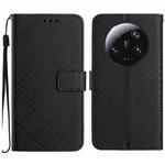 For Xiaomi 14 Ultra Rhombic Grid Texture Leather Phone Case(Black)