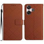 For Xiaomi Redmi 13 4G Global Rhombic Grid Texture Leather Phone Case(Brown)