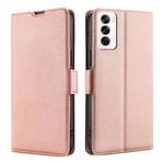 For OPPO Reno12 5G Global Ultra-thin Voltage Side Buckle Horizontal Flip Leather Phone Case(Rose Gold)