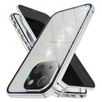 For iPhone 15 Anti-peeping Magnetic Double-sided Tempered Glass Phone Case(Silver)