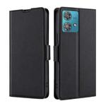 For Motorola Edge 40 Neo 5G Ultra-thin Voltage Side Buckle Horizontal Flip Leather Phone Case(Black)