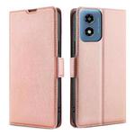 For Motorola Moto G Play 4G 2024 Ultra-thin Voltage Side Buckle Horizontal Flip Leather Phone Case(Rose Gold)