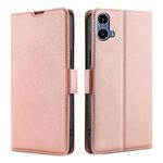 For Motorola Moto G34 5G Ultra-thin Voltage Side Buckle Horizontal Flip Leather Phone Case(Rose Gold)