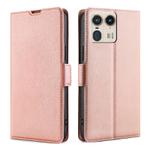 For Motorola Edge 50 Ultra Ultra-thin Voltage Side Buckle Horizontal Flip Leather Phone Case(Rose Gold)