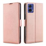 For Motorola Moto G85 5G Ultra-thin Voltage Side Buckle Horizontal Flip Leather Phone Case(Rose Gold)