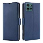 For Motorola Edge 50 5G Ultra-thin Voltage Side Buckle Horizontal Flip Leather Phone Case(Blue)