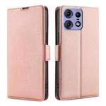 For Motorola Edge 50 Pro 5G Ultra-thin Voltage Side Buckle Horizontal Flip Leather Phone Case(Rose Gold)