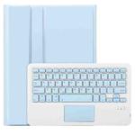For Samsung Galaxy Tab A9+ X210/X215/X215 A09B-A Candy Color TPU Touch Bluetooth Keyboard Leather Tablet Case with Pen Holder(Ice Blue)