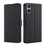 For Sony Xperia 5 V Ultra-thin Voltage Side Buckle Horizontal Flip Leather Phone Case(Black)