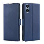 For Sony Xperia 5 V Ultra-thin Voltage Side Buckle Horizontal Flip Leather Phone Case(Blue)