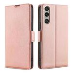 For Sony Xperia 1 VI Ultra-thin Voltage Side Buckle Horizontal Flip Leather Phone Case(Rose Gold)