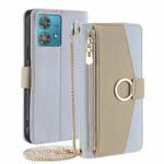 For Motorola Edge 40 Neo 5G Crossbody Litchi Texture Leather Phone Case(Blue)