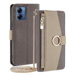 For Motorola Moto G14 Crossbody Litchi Texture Leather Phone Case(Grey)