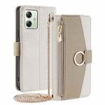 For Motorola Moto G54 5G EU Version Crossbody Litchi Texture Leather Phone Case(White)