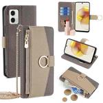 For Motorola Moto G73 5G Crossbody Litchi Texture Leather Phone Case(Grey)