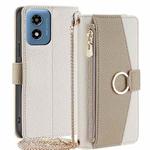 For Motorola Moto G Play 4G 2024 Crossbody Litchi Texture Leather Phone Case(White)