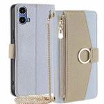 For Motorola Moto G34 5G Crossbody Litchi Texture Leather Phone Case(Blue)