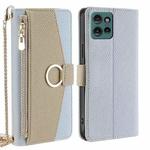 For Motorola Edge 50 5G Crossbody Litchi Texture Leather Phone Case(Blue)