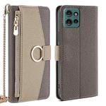 For Motorola Edge 50 5G Crossbody Litchi Texture Leather Phone Case(Grey)