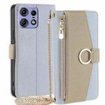 For Motorola Edge 50 Pro 5G Crossbody Litchi Texture Leather Phone Case(Blue)