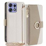 For Motorola Edge 50 Pro 5G Crossbody Litchi Texture Leather Phone Case(White)